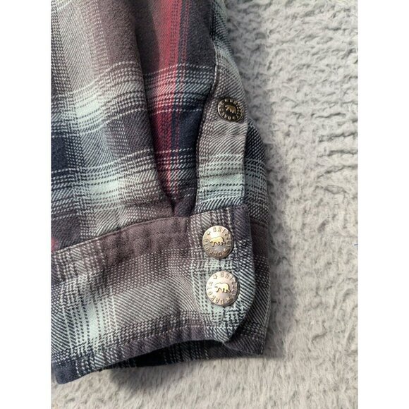 Grizzly Mountain Shirt Jacket Mens XL Flannel Red Gray Plaid Lined Shacket Snap - Picture 14 of 14